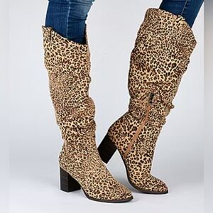 Journee Collection women’s Leopard Print Knee-High Boots Size 10